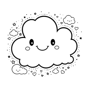 Verspielte Kawaii Wolke mit Sternen Bastelmotiv für kleine Sternenstaubsammler