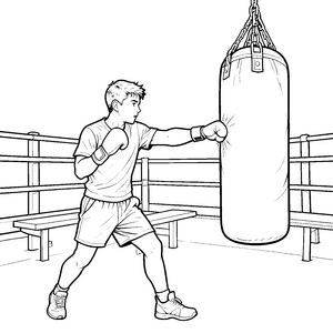 Energischer Boxer am Sandsack Bastelmotiv für mutige Sportbegeisterte