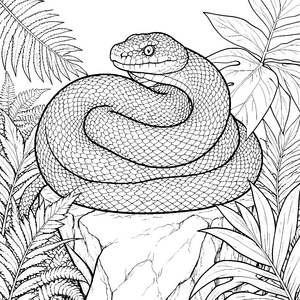 Prachtvolle Python auf Stein Ausmalvorlage für kleine Dschungelentdecker