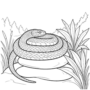Schuppige Python auf Steinen Ausmalbild für kleine Schlangentreffs