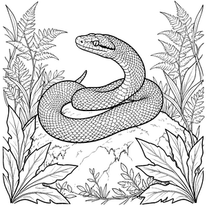 Detailreiche Python auf Stein Malbild für malfreudige Naturbeobachter