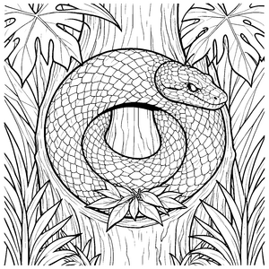 Gewaltige Python am Baumstamm Ausmalvorlage für kleine Wildnisfreunde