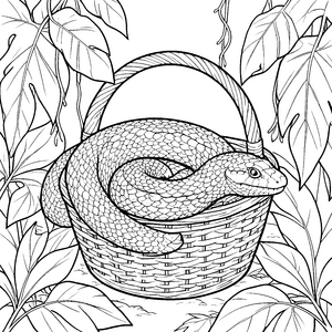 Musterreiche Python im Korb Bastelvorlage für neugierige Dschungelpfadfinder
