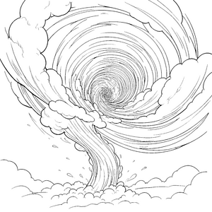 Dynamischer Tornado mit Wolken Malbild für kleine Sturmliebhaber