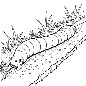 Abenteuerlicher Regenwurm im Sandtunnel Bastelmotiv für kleine Gartenfreunde