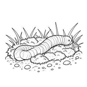 Windender Regenwurm im Gras Bastelmotiv für malfreudige Wiesenputzer