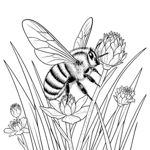 Detailreiche Hummel auf Seerose Bastelmotiv für verträumte Wasserforscher