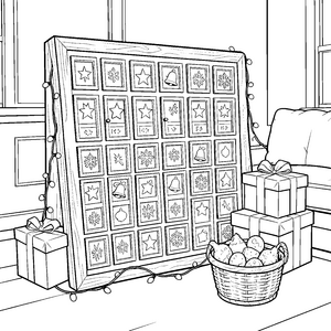 Festlicher Adventskalender mit Geschenken Bastelmotiv für Weihnachtsfeierer