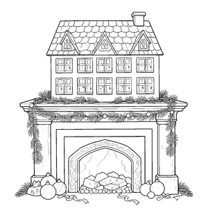 Gemütlicher Adventskalender mit Kamin Malbild für junge Winterträumer