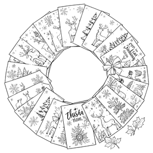 Vielfältige Weihnachtskarten mit Rentieren Ausmalbilder für kreative Grußschreiber Ausmalbild