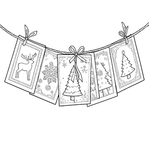 Dekorative Weihnachtskarten mit Rentieren Malvorlagen für Grussbotschafter Ausmalbild