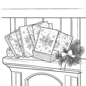 Zauberhafte Weihnachtskarten mit Schneeflocken Ausmalvorlagen für junge Bastelbegeisterte Ausmalbild