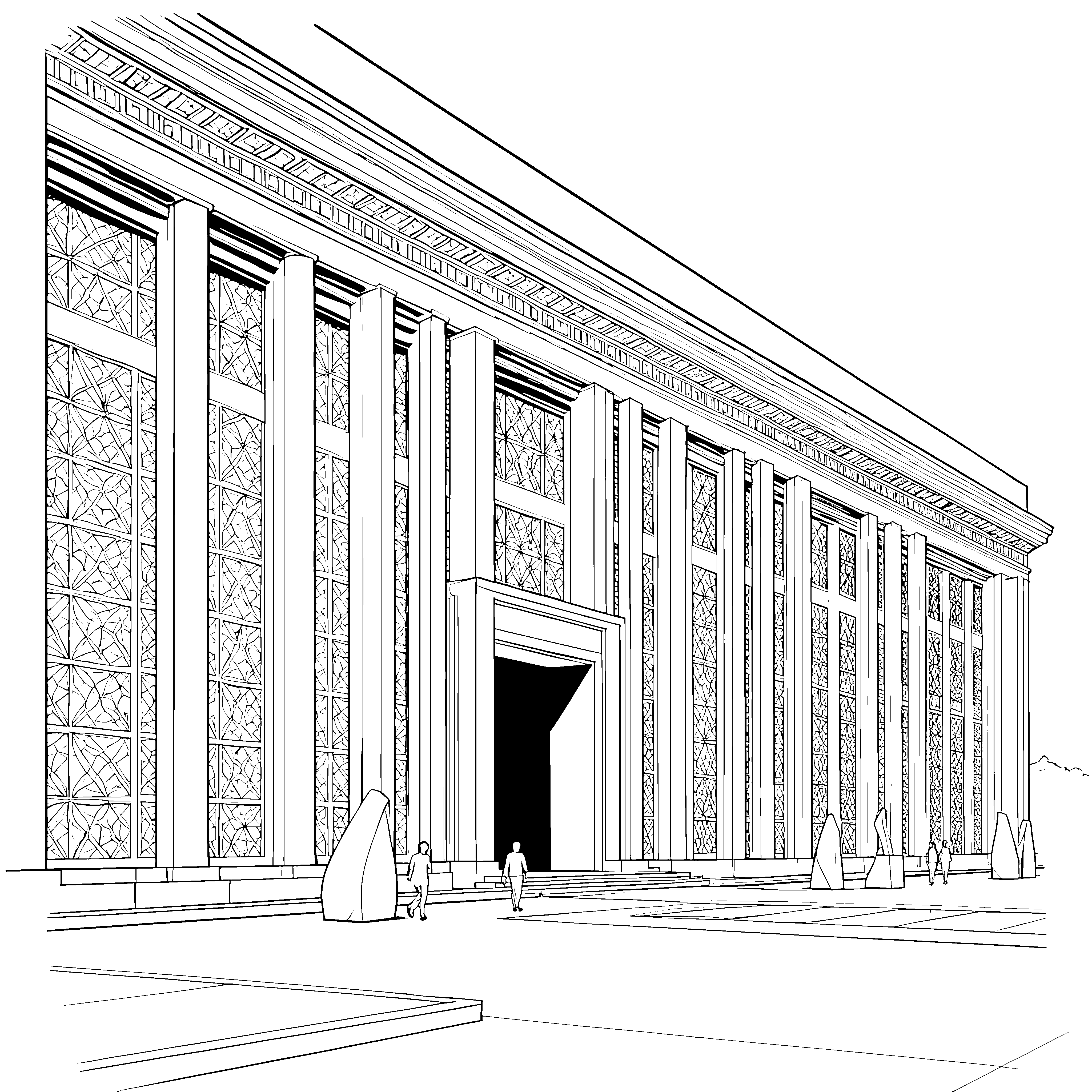Monumentales Museum mit Säulen Malbild für kreative Kunstschätzer