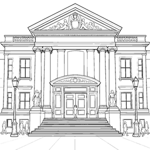 Prachtvolles Theater mit Statuen Bastelmotiv für kreative Kunstfreunde