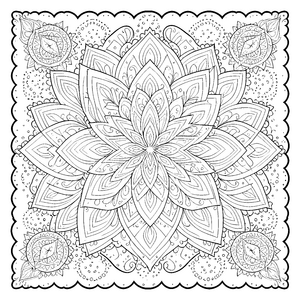 Harmonisches Blüten-Mandala Malvorlage für verträumte Künstler