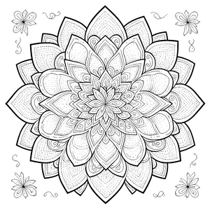 Harmonisches Blüten-Mandala Malbild für kleine Blumenputzer