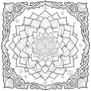 Filigranes Blüten-Mandala Malbild für neugierige Naturfreunde