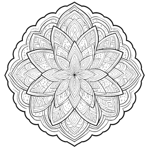 Detailreiches Blüten-Mandala mit Punkten Bastelvorlage für kreative Musterfreunde
