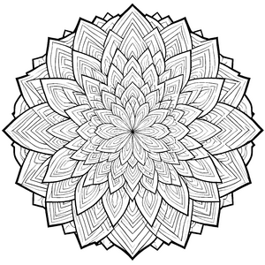 Symmetrisches Blüten-Mandala Malbild für malfreudige Musterfreunde