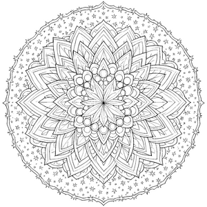 Symmetrisches Sternen-Mandala-Malbild für mutige Sternenjäger