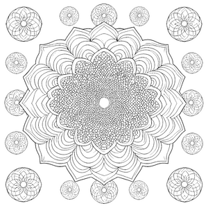 Symmetrisches Blüten-Mandala Bastelvorlage für kleine Kunstschaffende