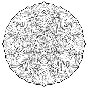 Filigranes Blatt-Mandala Ausmalvorlage für verträumte Naturkinder