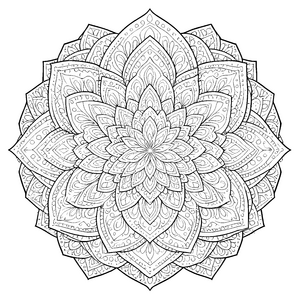 Symmetrisches Blüten-Mandala Malbild für junge Kunstschaffende
