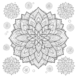 Detailreiches Blüten-Mandala Bastelvorlage für neugierige Blumenkinder