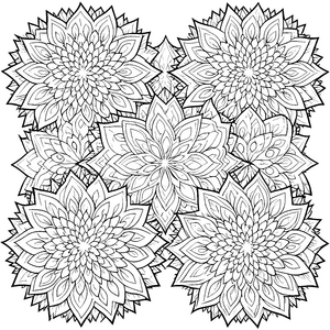 Symmetrisches Blüten-Mandala Malbild für neugierige Musterforscher