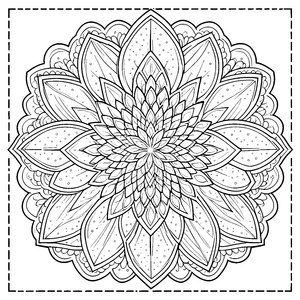 Filigranes Blüten-Mandala Ausmalvorlage für kleine Kunstschöpfer