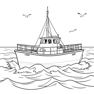 Mutiges Rettungsboot mit Mast und Möwen Bastelvorlage für kleine Seefahrer