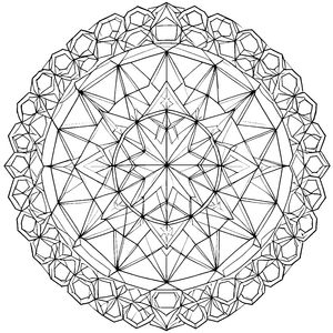 Präzises Dreiecks-Mandala Malvorlage für Formgenies