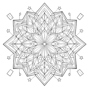 Prachtvolles Sternen-Mandala mit Dreiecken Ausmalvorlage für Formliebhaber