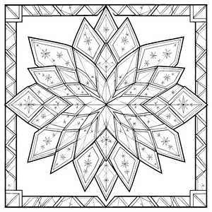 Glitzerndes Sternenblüten-Mandala Ausmalbild für fröhliche Sternenfreunde
