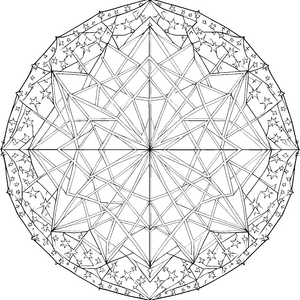 Komplexes Dreiecks-Mandala mit Sternen Ausmalvorlage für fröhliche Formgenies