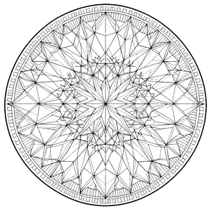 Prächtiges Sternen-Mandala mit Polygonen Ausmalvorlage für mutige Linienfreunde