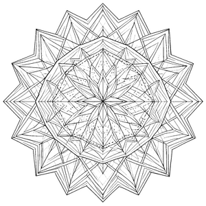 Präzises Sternen-Mandala mit Zacken Malbild für kreative Geometriefreunde