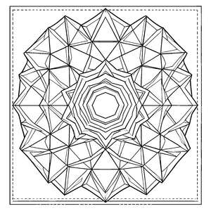 Beeindruckendes Sternen-Mandala mit Polygonen Ausmalvorlage für kleine Kunstschaffende
