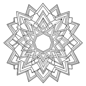 Faszinierendes Sternen-Mandala mit Rauten Ausmalbild für kleine Formbegeisterte