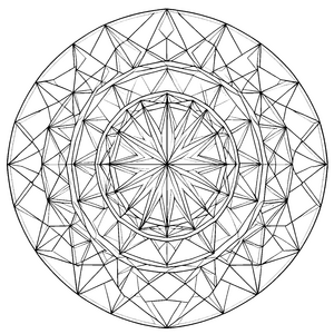 Detailreiches Sternen-Mandala mit Dreiecken Malvorlage für malfreudige Formkünstler