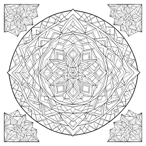 Prachtvolles kreisförmiges Mandala mit Dreiecken Bastelmotiv für fröhliche Formliebhaber
