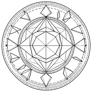 Symmetrisches Mandala mit Polygonen Ausmalbild für mutige Linienfreunde