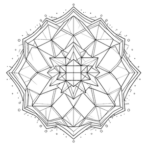 Faszinierendes Dreiecks-Mandala Ausmalvorlage für verträumte Musterfreunde