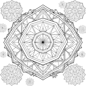Symmetrisches Sternen-Mandala Ausmalbild für kreative Linienzeichner
