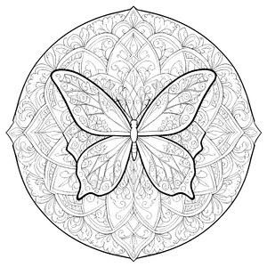 Prachtvoller Schmetterling im Blumenkreis Malvorlage für fröhliche Blütenfreunde