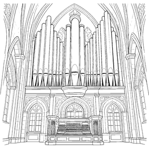 Prachtvolle Kirchenorgel mit Pfeifen Ausmalvorlage für Musikliebhaber