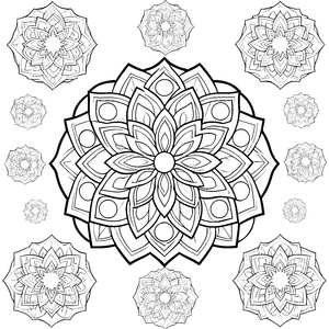 Fesselndes Blüten-Mandala Ausmalbild für junge Kunstträumer
