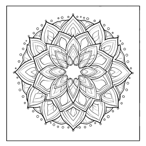 Symmetrisches Lotosblüten-Mandala Ausmalvorlage für mutige Blütenfreunde