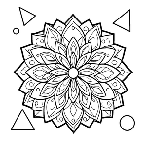 Harmonisches Blüten-Mandala mit Dreiecken Bastelvorlage für junge Formfreunde