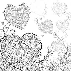 Verschnörkeltes Herz-Mandala mit Ranken Bastelmotiv für mutige Blumenkinder